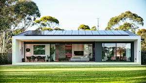 A modern, eco-friendly prefab home with sleek line